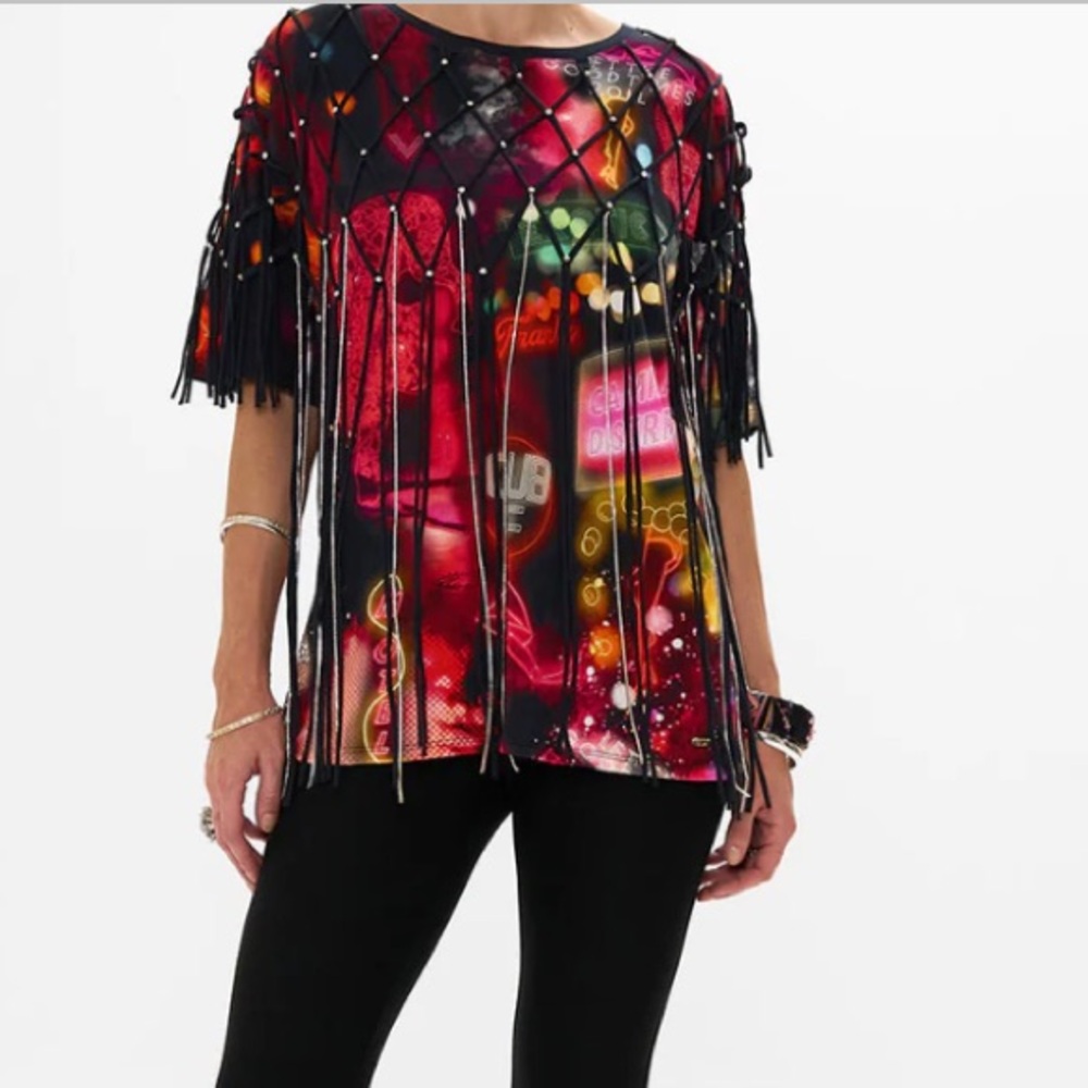 Camilla Neon Graphic Fringe Tee